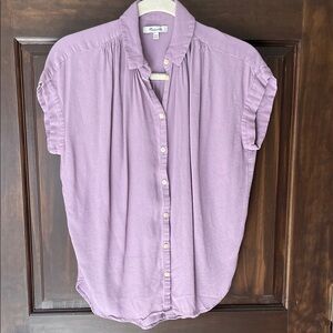 Madewell Central Drapey Button Up Shirt - Lilac XXS